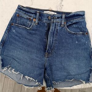 Abercrombie & Fitch Two-Tone High-Rise Denim Shorts - Blue